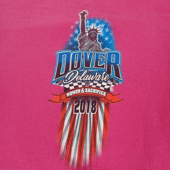 Dover Delaware Women's Size M "Honor & Sacrifice " 2018 Pink Stock Car Racing - Picture 5 of 6